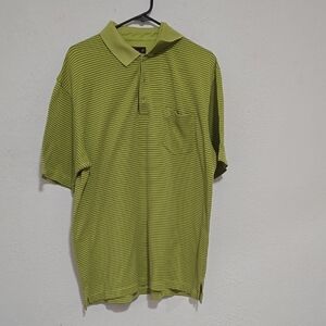 Bahama 18 Golf Polo Shirt XL Lime Green Striped Pique Cotton Blend